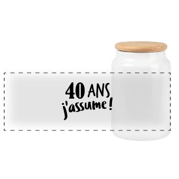 40 ans j'assume - Boîte à biscuits avec couvercle en bois - blanc - Devant