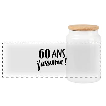 60 ans j'assume - Boîte à biscuits avec couvercle en bois - blanc - Devant