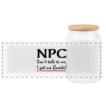 NPC - Don't talk to me, I got no Quests! - Panorama Keksdose mit Holzdeckel - Weiß - Vorne