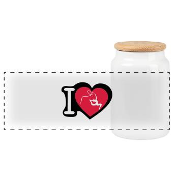 grs love heart heart gymnastique3 - Panoramic Cookie Jar with Wooden Lid - white - Front