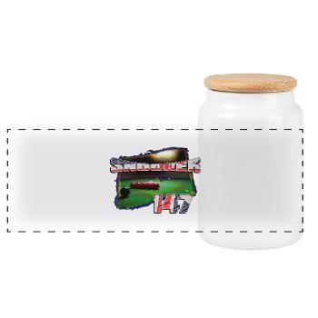 SNOOKER 147 - Panoramic Cookie Jar with Wooden Lid - white - Front