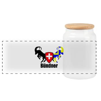 bündner - Panorama Keksdose mit Holzdeckel - Weiß - Vorne