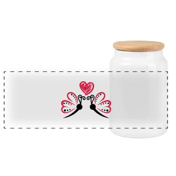 butterflys_in_love__f2 - Panoramic Cookie Jar with Wooden Lid - white - Front