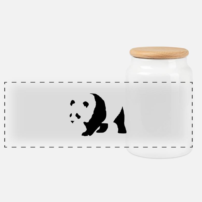 panda - Panorama Keksdose mit Holzdeckel - Weiß