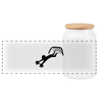 le football gardien de but attraper atteignant - Boîte à biscuits avec couvercle en bois - blanc - Devant