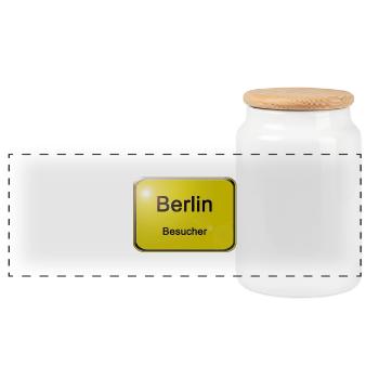 Ortsschild Berlin Besucher - Panoramic Cookie Jar with Wooden Lid - white - Front