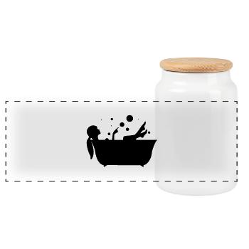 bathtube - Panoramic Cookie Jar with Wooden Lid - white - Front
