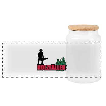 lumberjack - Panoramic Cookie Jar with Wooden Lid - white - Front