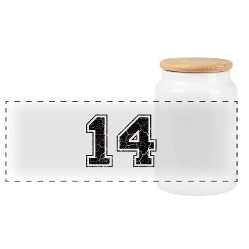Figure 14 in the used look - Panoramic Cookie Jar with Wooden Lid - white - Front