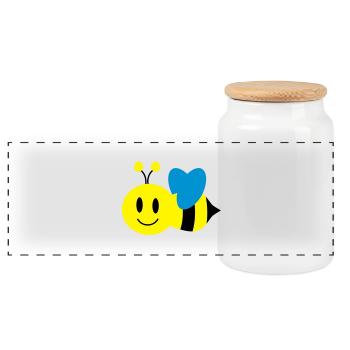 abeille - Boîte à biscuits avec couvercle en bois - blanc - Devant