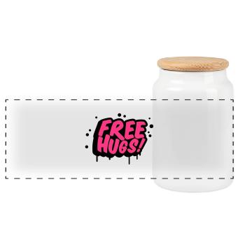 free_hugs__f2 - Panorama Keksdose mit Holzdeckel - Weiß - Vorne
