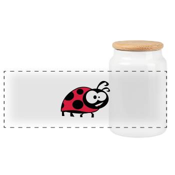 ladybug la coccinella - Panoramic Cookie Jar with Wooden Lid - white - Front