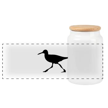 Running bird - Panoramic Cookie Jar with Wooden Lid - white - Front