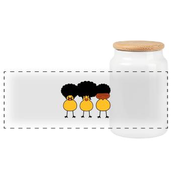 Funky Chicks - Panorama Keksdose mit Holzdeckel - Weiß - Vorne