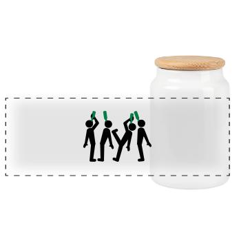 Funny 4 Beer Alcohol Drinking Friends Team Crew - Boîte à biscuits avec couvercle en bois - blanc - Devant