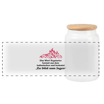 zu blöd zum jagen ... von wicki_de - Panorama Keksdose mit Holzdeckel - Weiß - Vorne