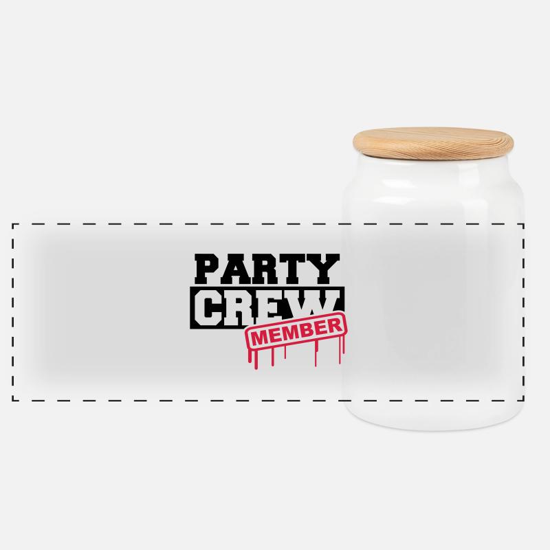 Party Crew Member - Panorama Keksdose mit Holzdeckel - Weiß