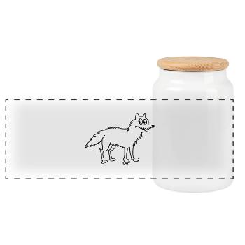 Wolf - Boîte à biscuits avec couvercle en bois - blanc - Devant