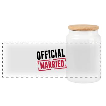 married_official_bx2 - Panoramic Cookie Jar with Wooden Lid - white - Front