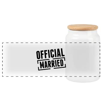 married_official_bx1 - Panoramic Cookie Jar with Wooden Lid - white - Front
