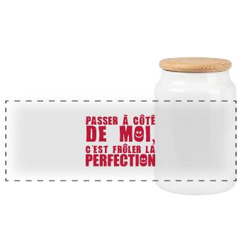 I spend brushing rating perfection expression - Panoramic Cookie Jar with Wooden Lid - white - Front