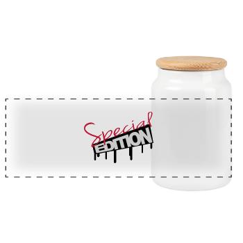 Special Edition Graffiti - Panoramic Cookie Jar with Wooden Lid - white - Front