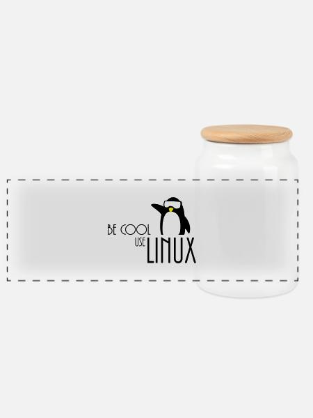 be cool use linux - Panorama Keksdose mit Holzdeckel - Weiß