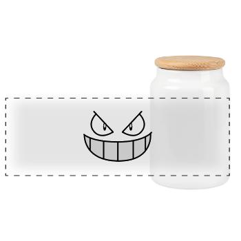 Gengar Gesicht - Panorama Keksdose mit Holzdeckel - Weiß - Vorne