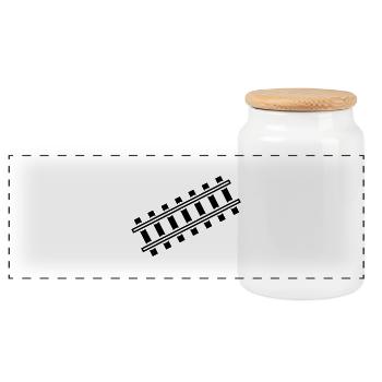 zug_gleis_f1 - Panoramic Cookie Jar with Wooden Lid - white - Front