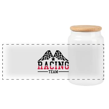 racing_team_ri2 - Panoramic Cookie Jar with Wooden Lid - white - Front