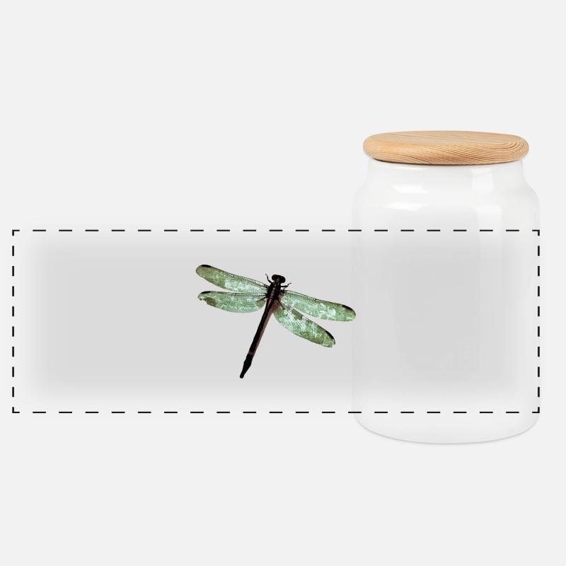 Libelle - Panorama Keksdose mit Holzdeckel - Weiß