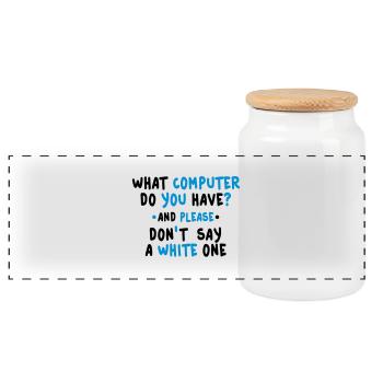 what computer do you have 2c - Boîte à biscuits avec couvercle en bois - blanc - Devant