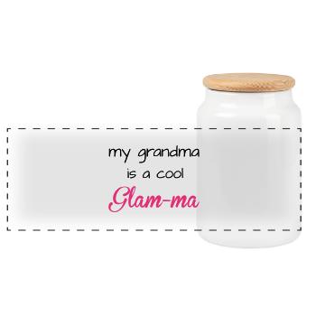 Grandma - Panoramic Cookie Jar with Wooden Lid - white - Front