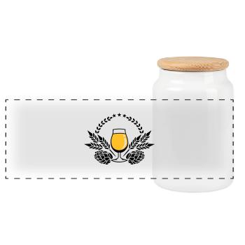 Pils Biertulpe, Hopfen und Malz (3c) - Panorama Keksdose mit Holzdeckel - Weiß - Vorne