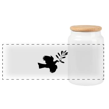 Peace Dove - Boîte à biscuits avec couvercle en bois - blanc - Devant