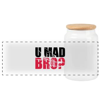 Logo U Mad BRO - Panoramic Cookie Jar with Wooden Lid - white - Front