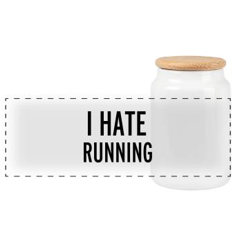 Hate Running - Panorama Keksdose mit Holzdeckel - Weiß - Vorne