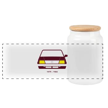 Kadett D 1979 - 1984 - Panorama Keksdose mit Holzdeckel - Weiß - Vorne