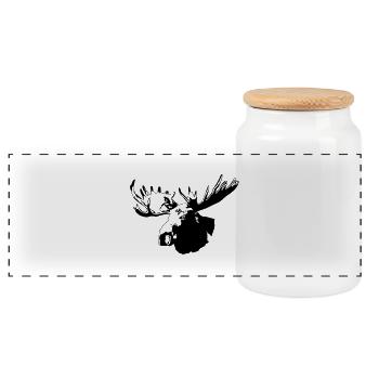 elch - elk - moose - jagd - jäger - Panorama Keksdose mit Holzdeckel - Weiß - Vorne