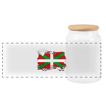 euskal herria - pays basque 51 - Boîte à biscuits avec couvercle en bois - blanc - Devant