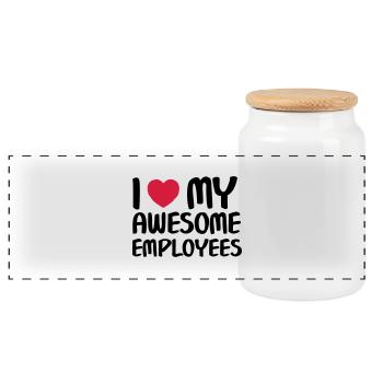 I Heart My Awesome Employees - Boîte à biscuits avec couvercle en bois - blanc - Devant