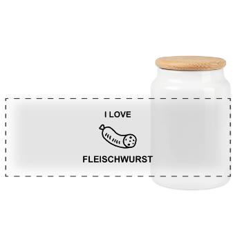I Love Fleischwurst - Panorama Keksdose mit Holzdeckel - Weiß - Vorne