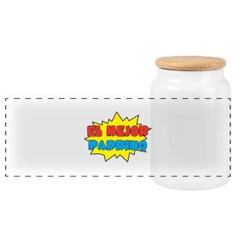 El mejor padrino - Panoramic Cookie Jar with Wooden Lid - white - Front