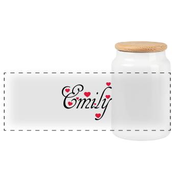 ♥ټI Love Emily-Vector Cute Confession Designټ♥ - Panoramic Cookie Jar with Wooden Lid - white - Front