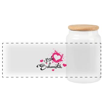 Große Schwester - Bestes Geburtstagsgeschenk - Boîte à biscuits avec couvercle en bois - blanc - Devant