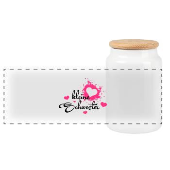 Kleine Schwester - Bestes Geburtstagsgeschenk - Boîte à biscuits avec couvercle en bois - blanc - Devant