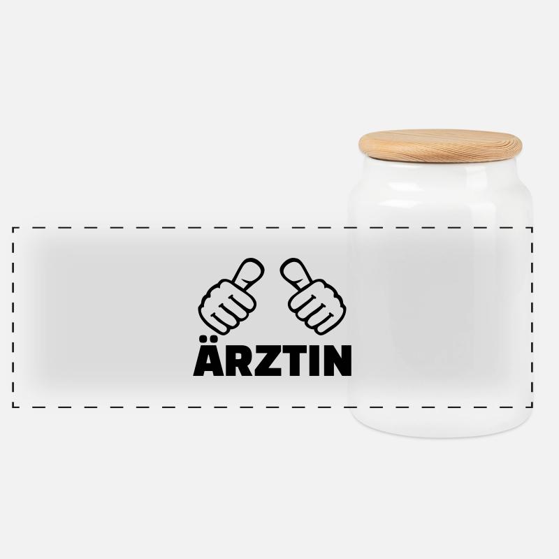 Ärztin - Panorama Keksdose mit Holzdeckel - Weiß