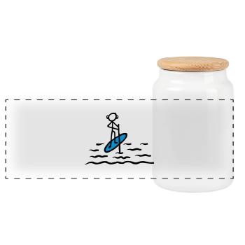Paddling SUP - V2 - Panoramic Cookie Jar with Wooden Lid - white - Front