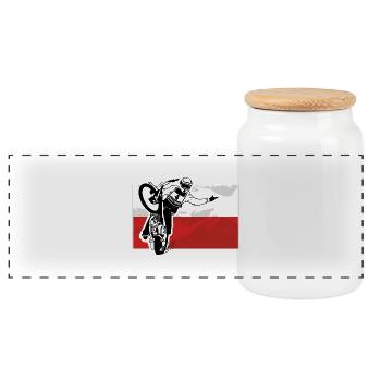 Speedway - Poland Flag - Panorama Keksdose mit Holzdeckel - Weiß - Vorne