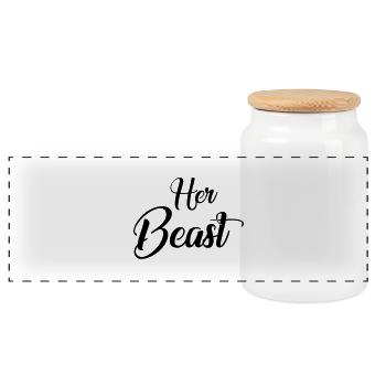 Her beauty - Panoramic Cookie Jar with Wooden Lid - white - Front